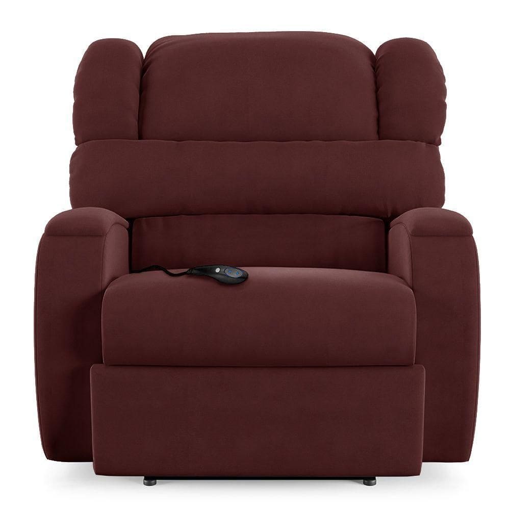 Poltrona Do Papai Sala De Cinema Reclinável Manchester Controle Elétrico Usb Veludo Vinho