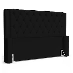 Cabeceira Atena Para Cama Box Casal Padrão 140cm Capitonê Com Frame Suede Preto - Desk Design