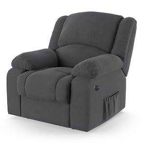 Poltrona Do Papai Reclinável Melim Power Elétrica Usb Veludo Fh1 - D`rossi Cor Cinza