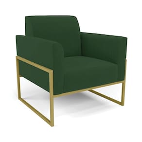 Poltrona Base Industrial Alta Dourado Marisa Veludo D03 - D\`rossi Cor Verde