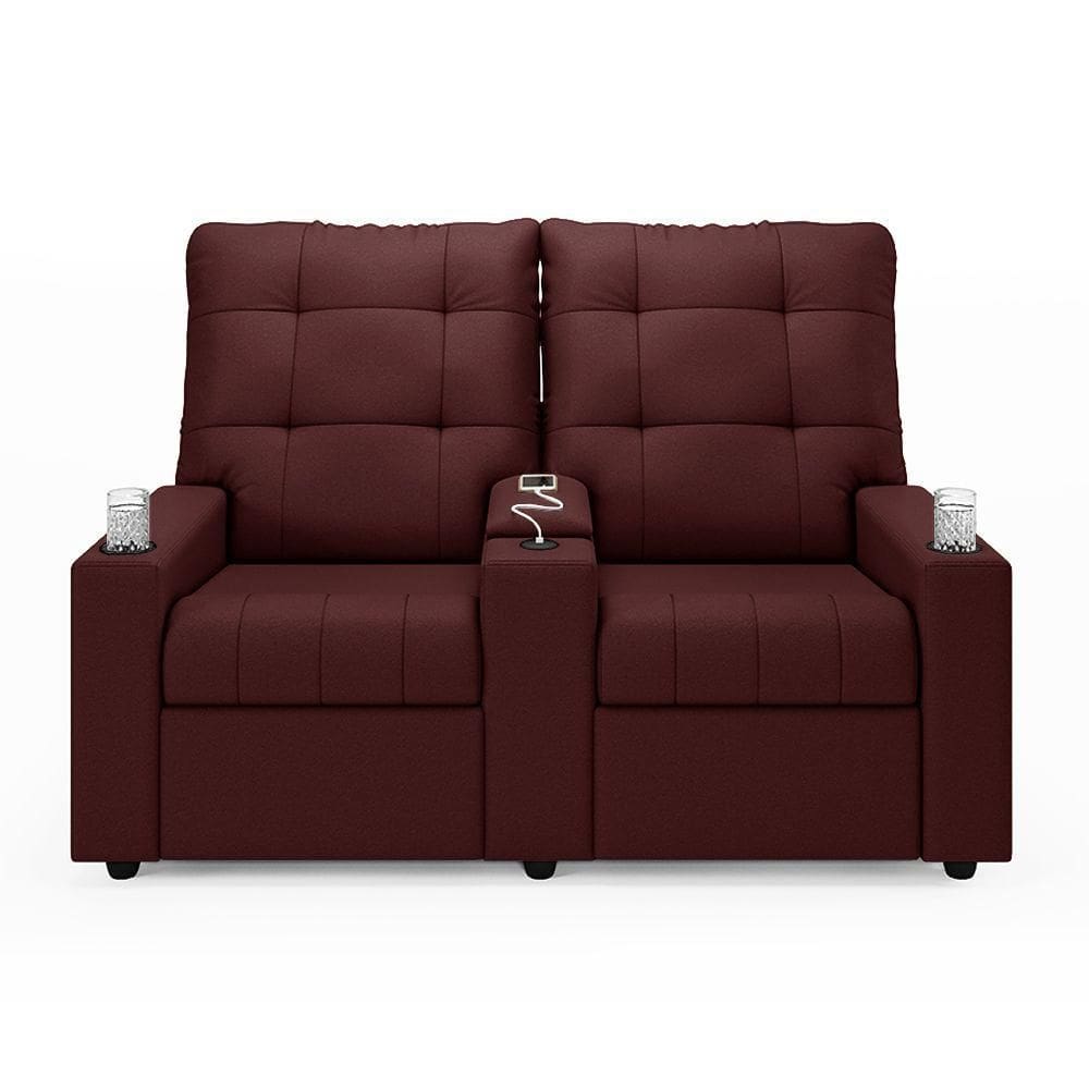 Poltrona Do Papai Reclinável Sala De Cinema 2 Lugares Manual Baú Usb Veludo Vinho