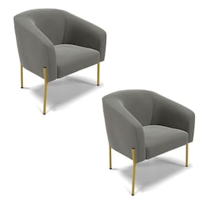 Poltrona Pé De Ferro Dourado Kit 2 Stella Suede D03 - D`rossi Cor Grafite
