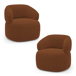 Kit 02 Poltronas Orgânicas Giratória Living Glee Veludo Terracota - Desk Design