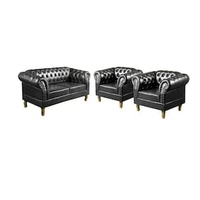 Conjunto Duque 2 Poltronas e 1 Namoradeira Chest 2 Lugares Courano Preto
