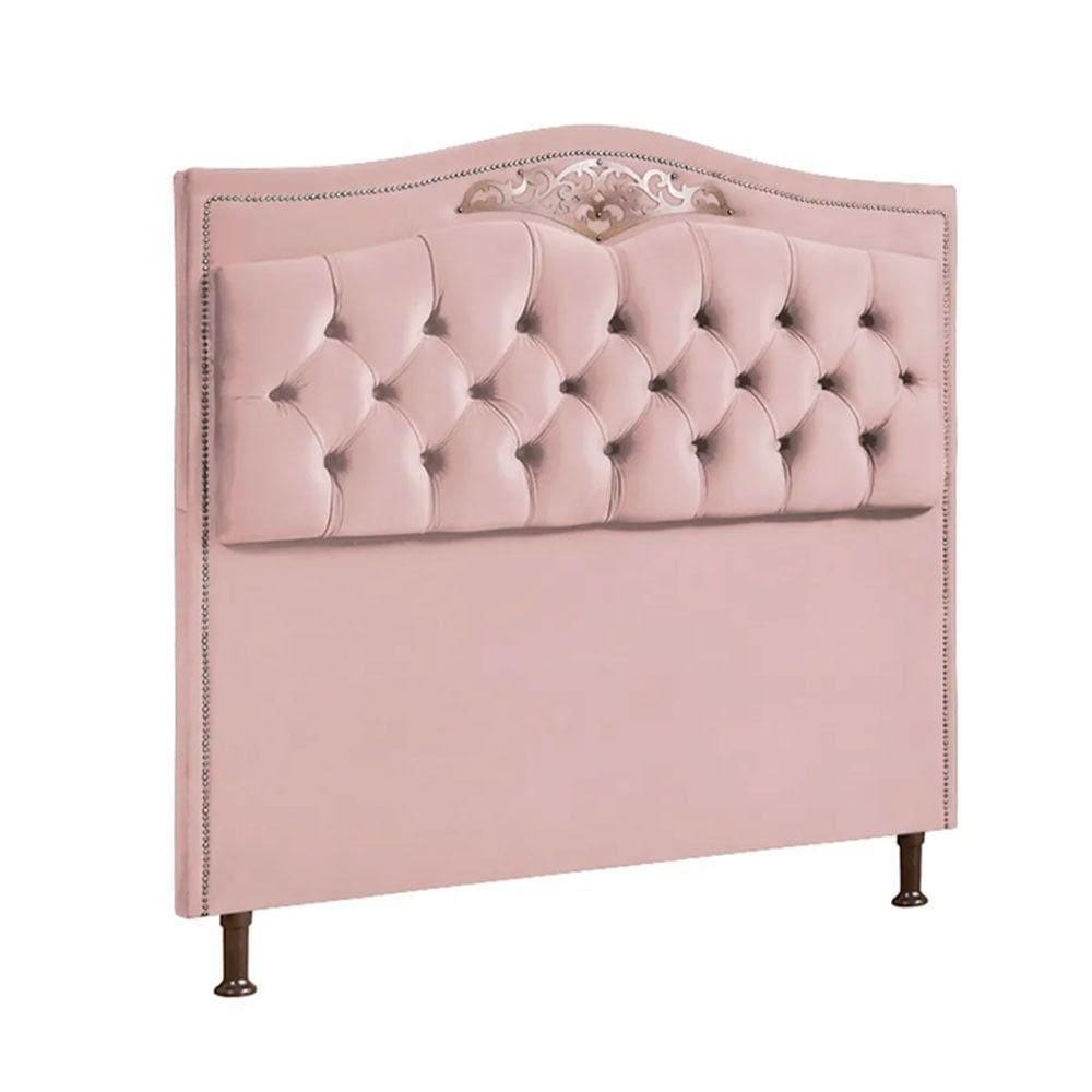 Cabeceira Estofada Holanda 0,90 Solteiro Veludo Star Confort Rose