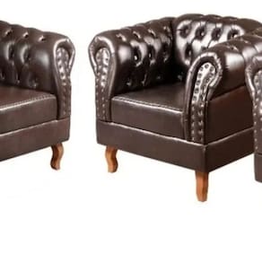 Conjunto Duque 2 Poltronas e 1 Namoradeira Chest 2 Lugares Courano Marrom café