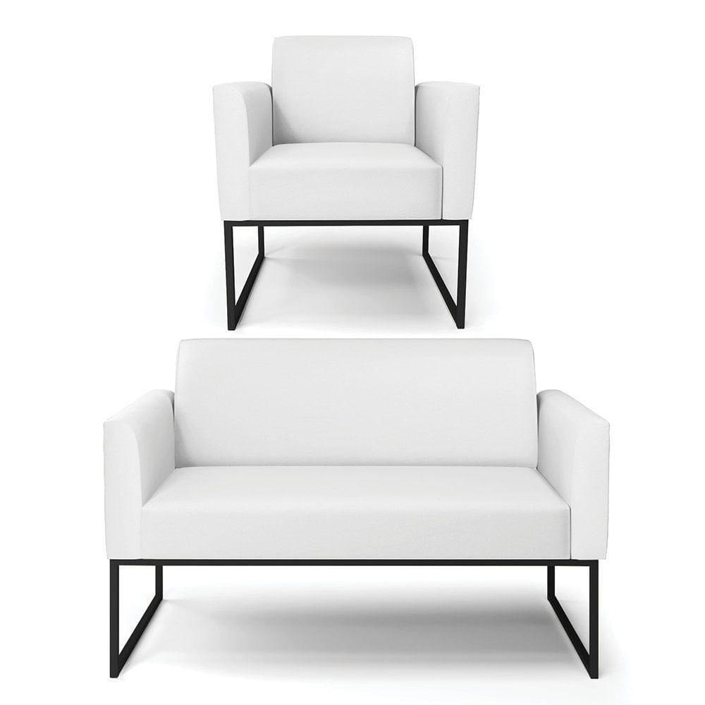Sofá Namoradeira Com Poltrona Base Industrial Preto Marisa Corino Branco D03 - D`rossi
