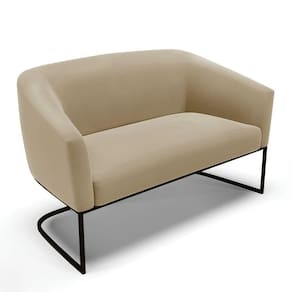 Sofá Namoradeira 2 Lugares Base Industrial Preto Stella Suede Marrom Rato D03 - D`rossi