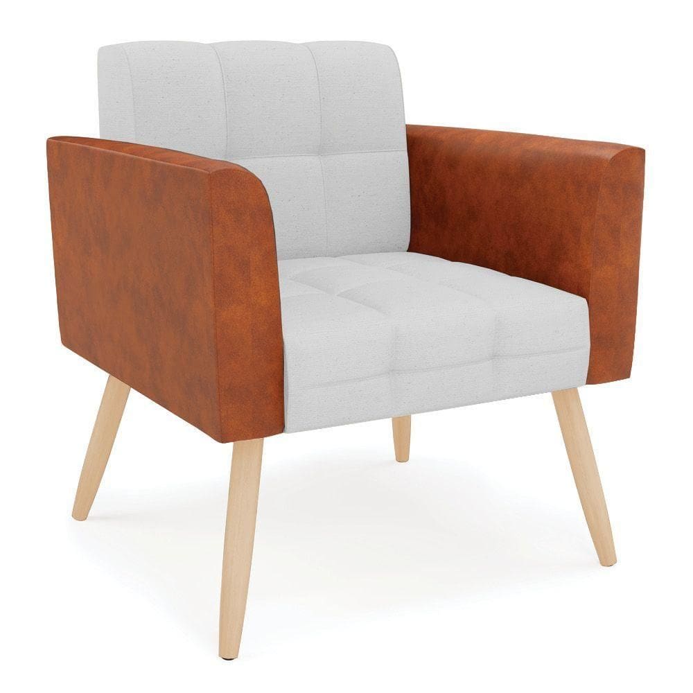 Poltrona Pés Palito Natural Elisa Nozes-linho Cinza A05 D03 - D`rossi