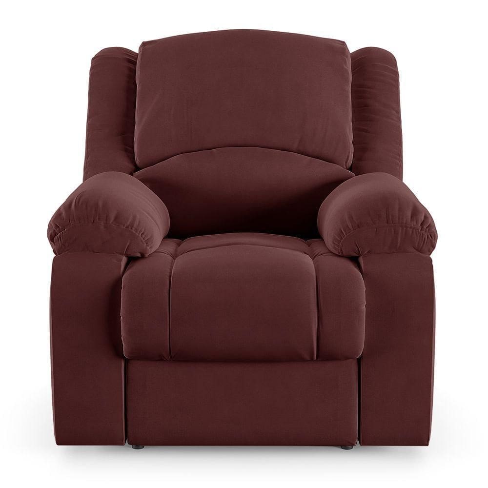 Poltrona Do Papai Reclinável Sala De Cinema Barcelona Touch Veludo Vinho