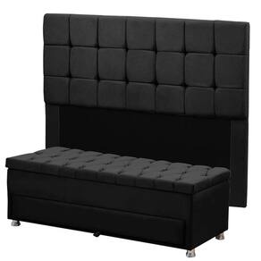 Cabeceira Julia Calçadeira Munique 140cm Shop Das Cabeceiras Preto