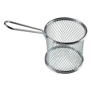 2 Mini Cesto Redondo Inox P/ Servir Batata Frita E Porções