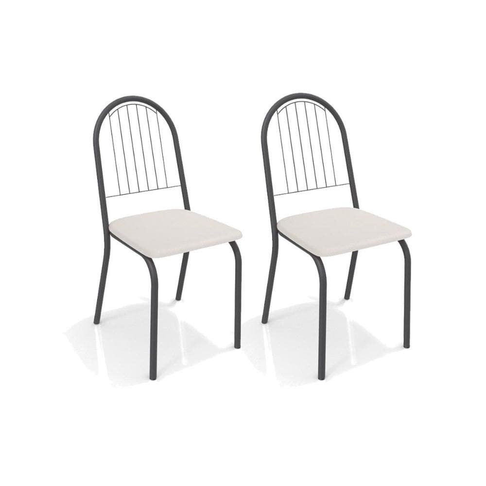 Cadeira de Cozinha Noruega 2C077PRF Kit 2 Un Preto Fosco/Courano Branco - Kappesberg