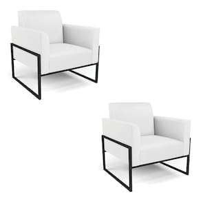Kit 2 Poltronas Base Industrial Alta Preto Marisa Corino Branco D03 - D\`rossi