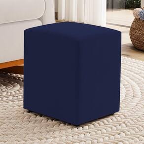 Puff Decorativo Sala De Estar Quadrado 36x47cm Suede Azul Marinho - Desk Design