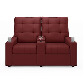 Poltrona Reclinável Para Cinema Parma 2 Lugares Baú Usb Pu Fh1 - D`rossi Cor Vermelho