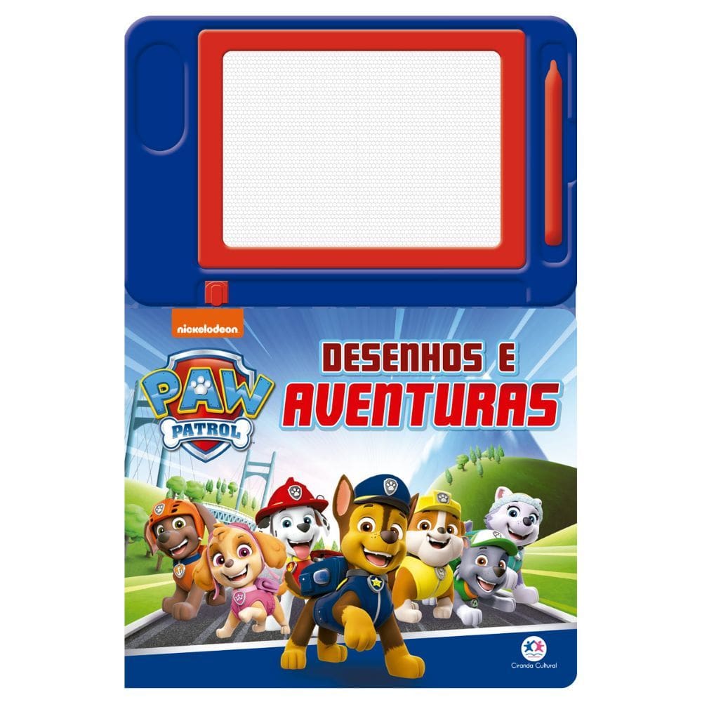 Livro Patrulha Canina Desenhos e Aventuras Lousa Mágica