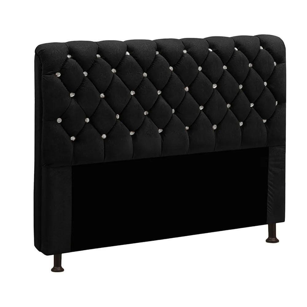 Cabeceira Fernanda 1,40 Casal Veludo Shop Das Cabeceiras Preto