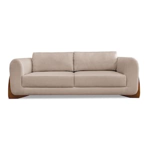 Sofá 3 Lugares Base De Madeira Clarissa 250 Cm Linho S04 - D`rossi Cor Areia