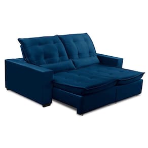 Sofa Retratil Reclinavel 2 Lugares 2,80m Atlantis Veludo Azul Marinho Lansofbr