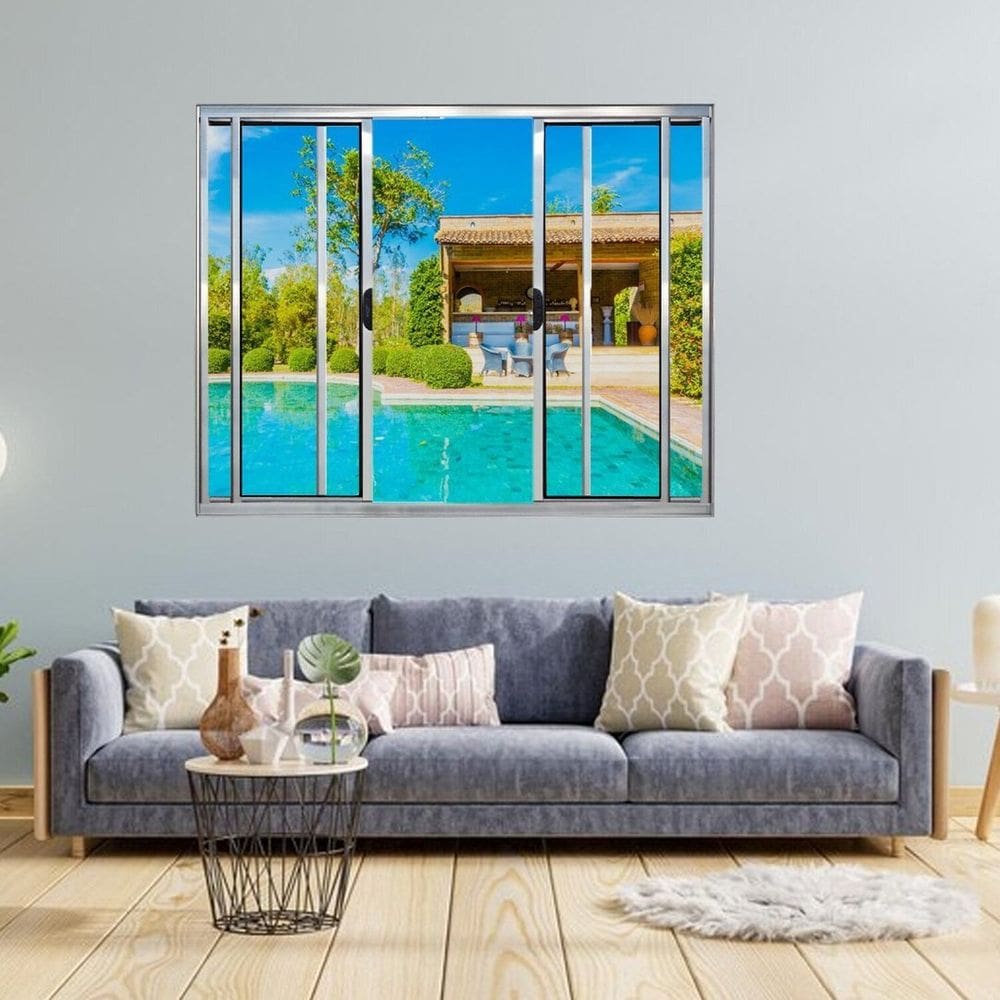 Janela Vitrô de Alumínio 4 Folhas 100 x 120cm Modular Brilhante Cinza
