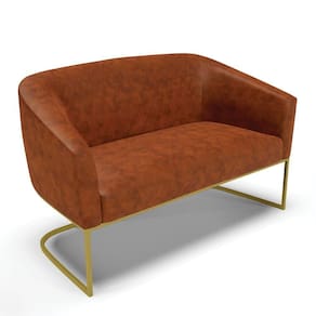 Sofá Namoradeira 2 Lugares Base Industrial Dourado Stella Corano Nozes D03 - D`rossi