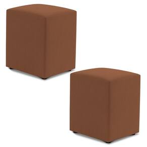 Kit 02 Puffs Decorativos Sala De Estar Quadrado 36x47cm Veludo Terracota - Desk Design
