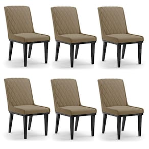 Cadeira Sala De Jantar Base Madeira Preto Kit 6 Sofia Suede Preto D03 - D`rossi