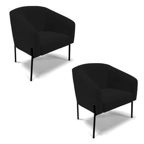 Poltrona Pé De Ferro Preto Kit 2 Stella Linho Preto A79 D03 - D`rossi
