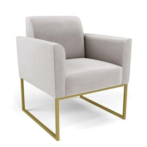 Poltrona Base Industrial Dourado Marisa Veludo Cinza D03 - D`rossi