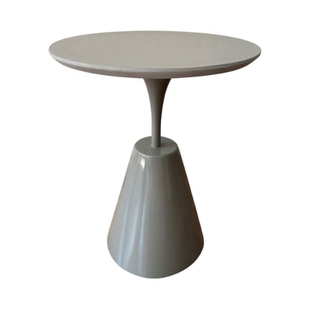 Mesa Lateral Cone Masp Redonda 50 Cm Tampo Cinza Base Cinza Cor Cinza