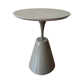Mesa Lateral Cone Masp Redonda 50 Cm Tampo Cinza Base Cinza Cor Cinza