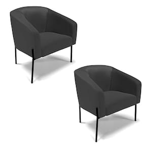Poltrona Pé De Ferro Preto Kit 2 Stella Corino D03 - D`rossi Cor Preto