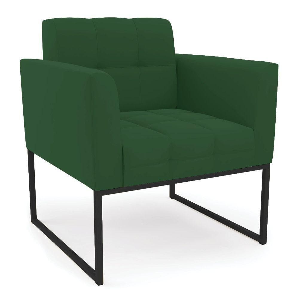 Poltrona Elisa Veludo Base Metálica Industrial Preto - D`rossi Cor Verde