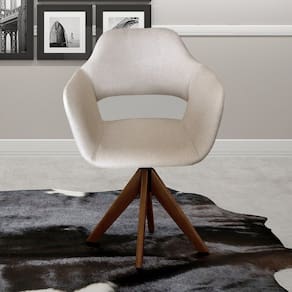 Poltrona Decorativa Zara Pé Giratório de Madeira Sala Recepção Cinza Capuccino