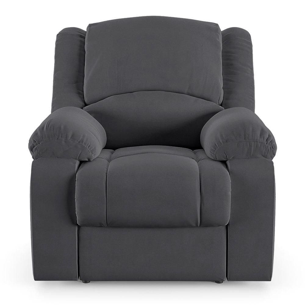 Poltrona Do Papai Reclinável Sala De Cinema Barcelona Elétrica Veludo Cinza Grafite