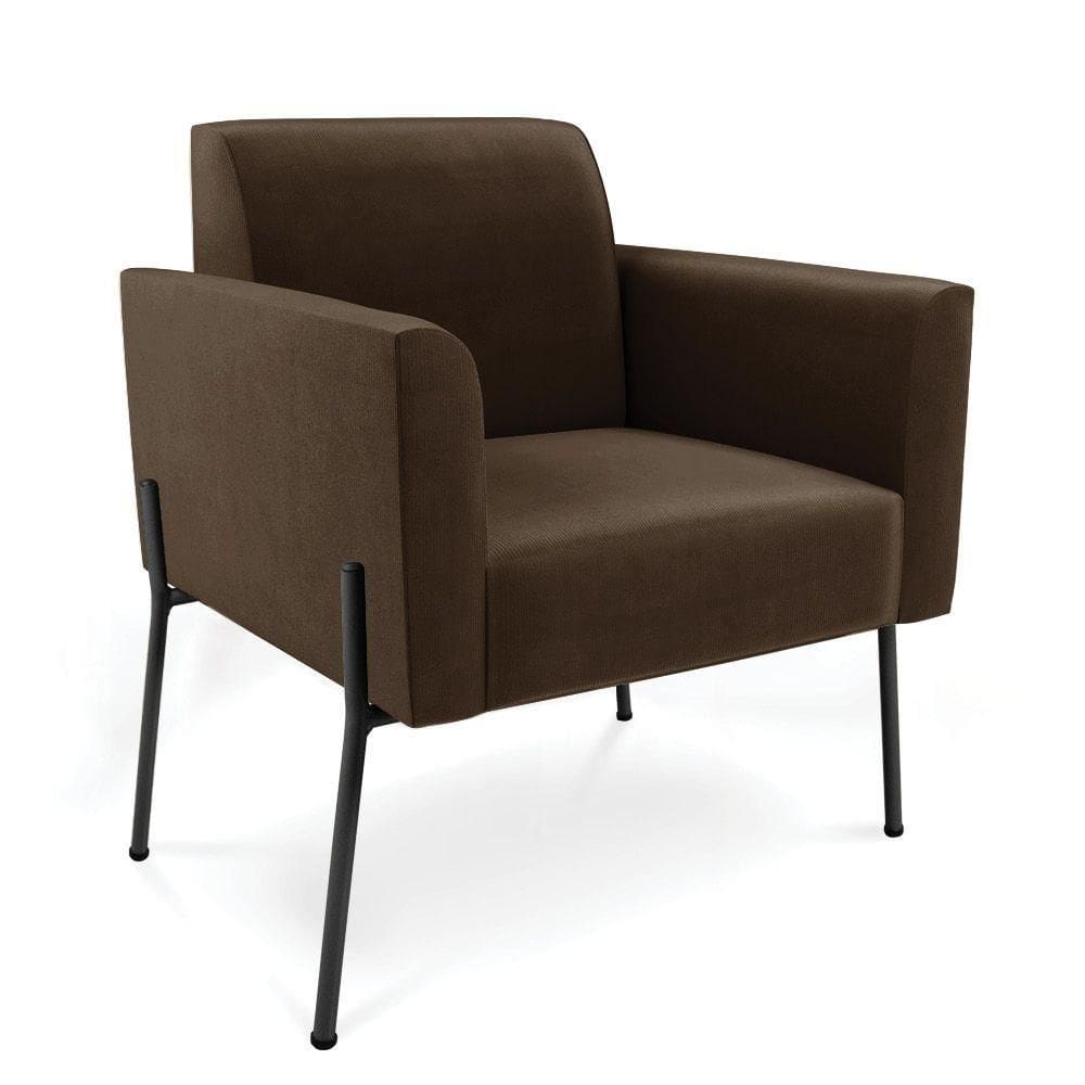 Poltrona Pé De Ferro Preto Para Sala Elisa Suede - D`rossi Cor Marrom