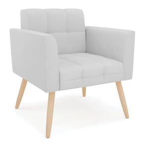 Poltrona Elisa Linho Pés Palito Natural - D`rossi Cor A05 Cinza