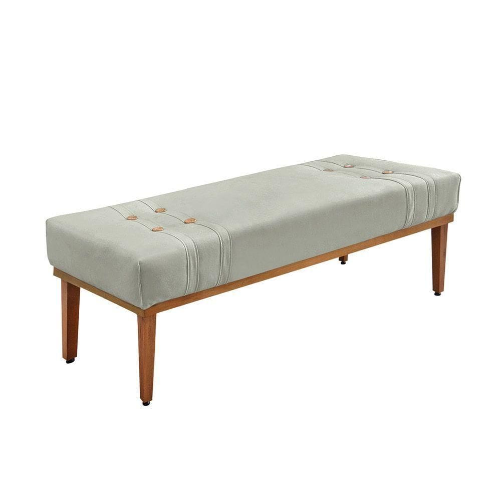 Divã Recamier Banco Base Madeira Para Quarto Gênova 160cm Veludo S04 - D`rossi Cor Prata