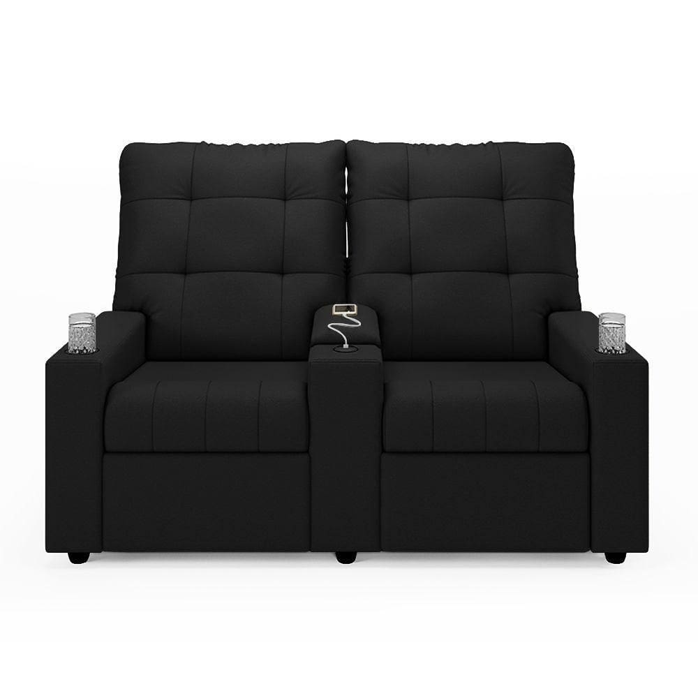 Poltrona Do Papai Reclinável Sala De Cinema 2 Lugares Manual Baú Usb Pu Preto