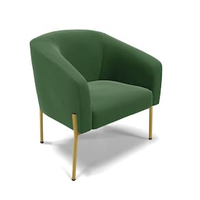 Poltrona Pé De Ferro Dourado Sala De Estar Stella Suede D03 - D`rossi Cor Verde