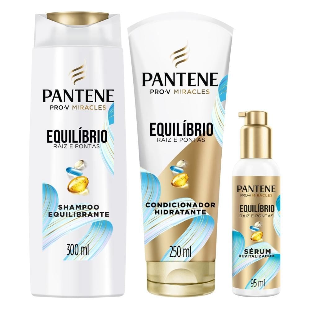 Shampoo Pantene EQ 300ml + Condicionador 250ml + Serum