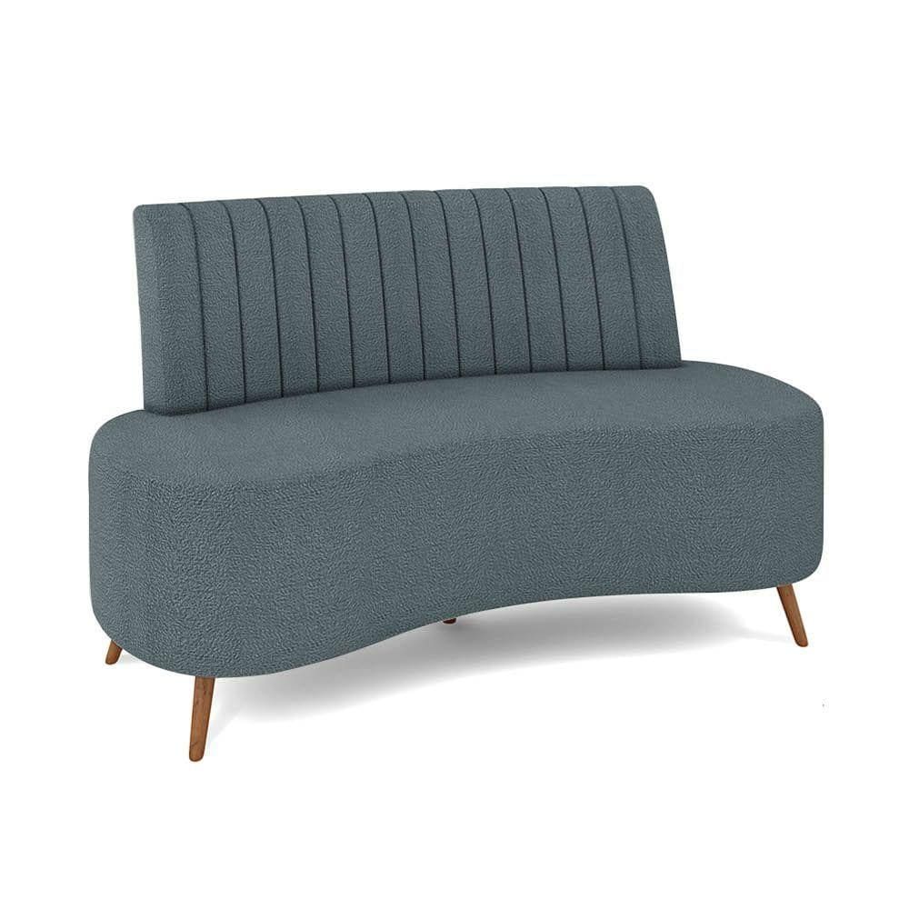 Sofá 2 Lugares Living 135cm Pé Palito Maraú Bouclê K01 - D`rossi Cor Azul