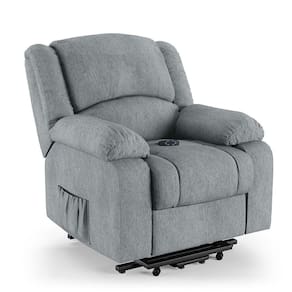 Poltrona Do Papai Reclinável Melim Elevação Lift Elétrico Linho Fh1 - D`rossi Cor Cinza