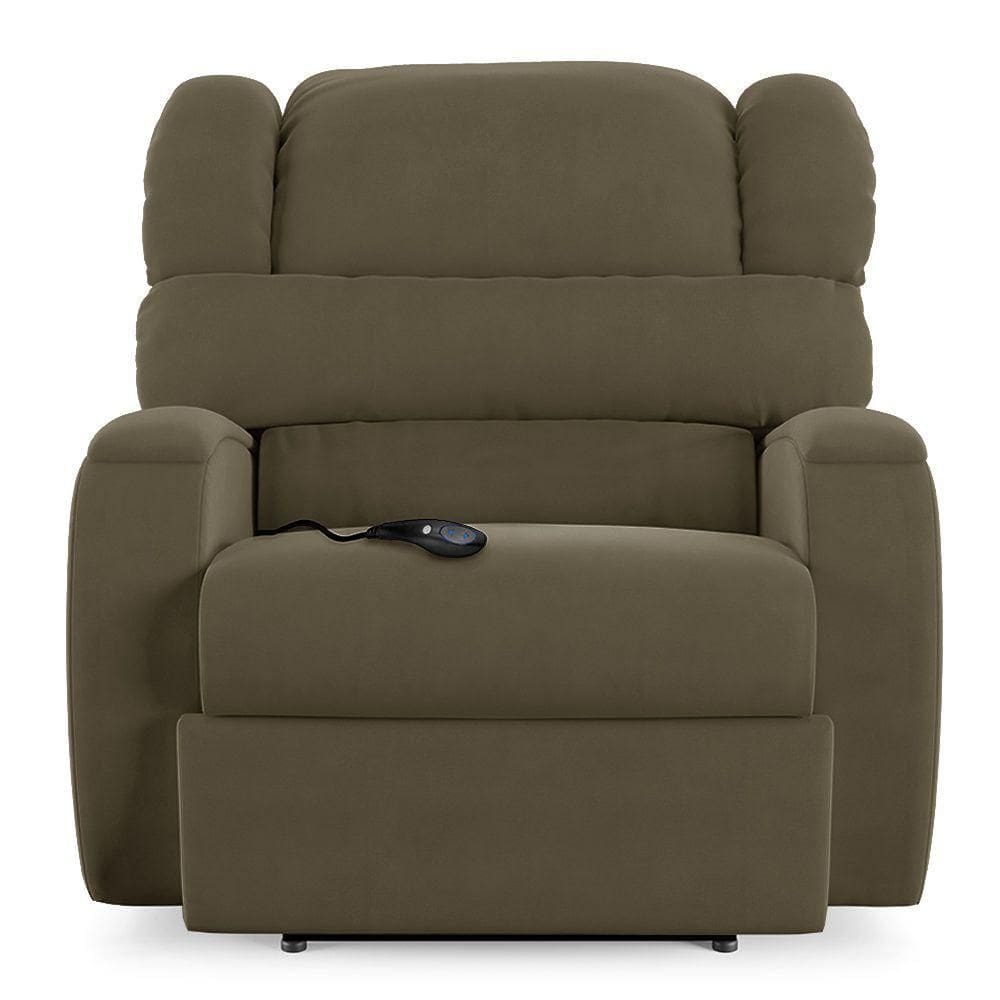 Poltrona Do Papai Sala De Cinema Reclinável Manchester Controle Elétrico Usb Veludo Capuccino