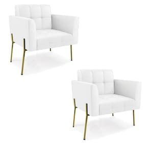 Poltrona Pé De Ferro Dourado Para Sala Kit 2 Elisa Corino D03 - D`rossi Cor Branco