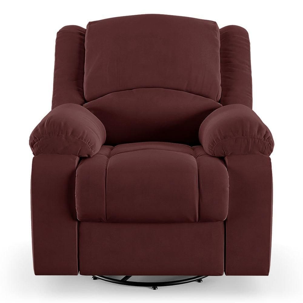 Poltrona Do Papai Reclinável Sala De Cinema Barcelona Glider Manual Giratória Massagem Usb Veludo Vinho