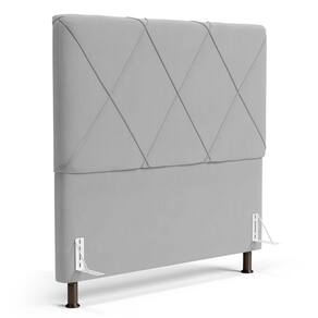 Cabeceira Cama Box Casal Queen Size Mel 160cm Com Frame Veludo Cinza Claro - Desk Design