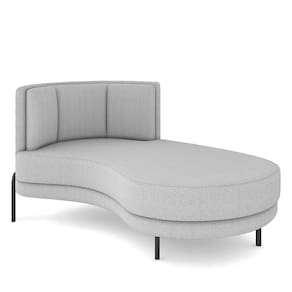 Sofá Chaise Longue Sala De Estar Living Lucca Direito D02 Bouclê Cinza B-56 - Lyam Decor