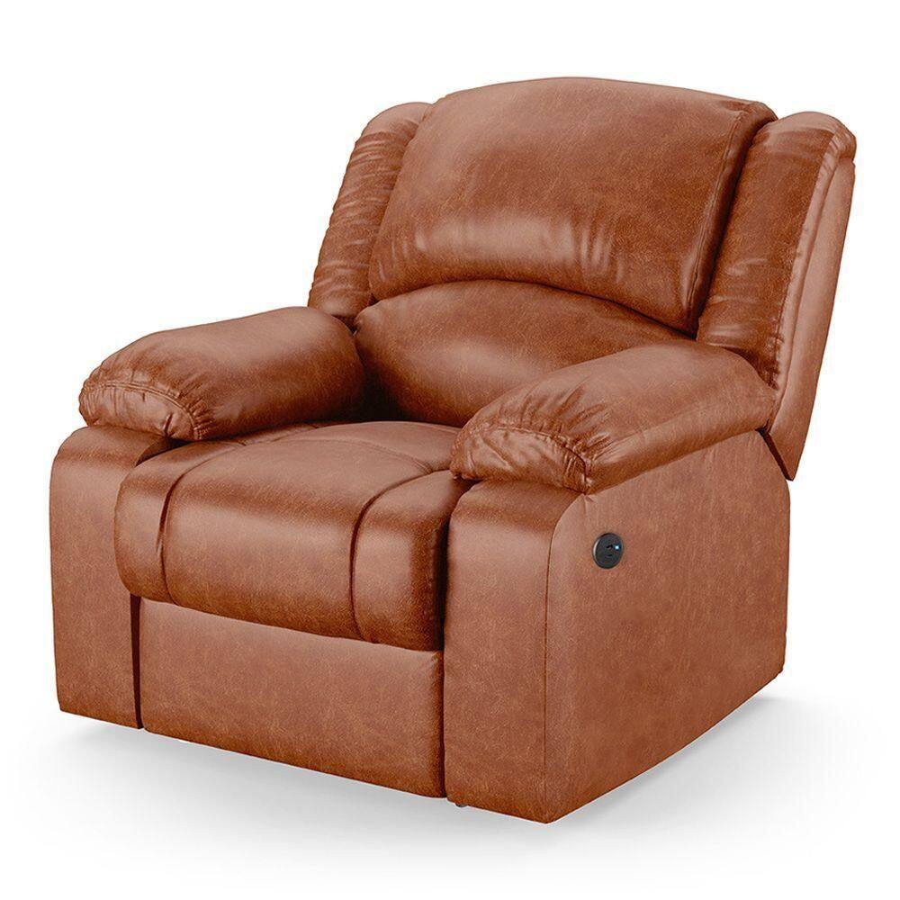 Poltrona Do Papai Reclinável Melim Power Elétrica Usb Pu Caramelo Brilho Fh1 - D`rossi
